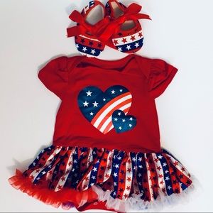 Red white & blue baby onesie with attached tutu